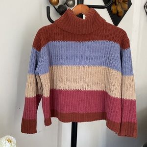 Dreamers Dry goods chunky striped knit turtleneck sweater